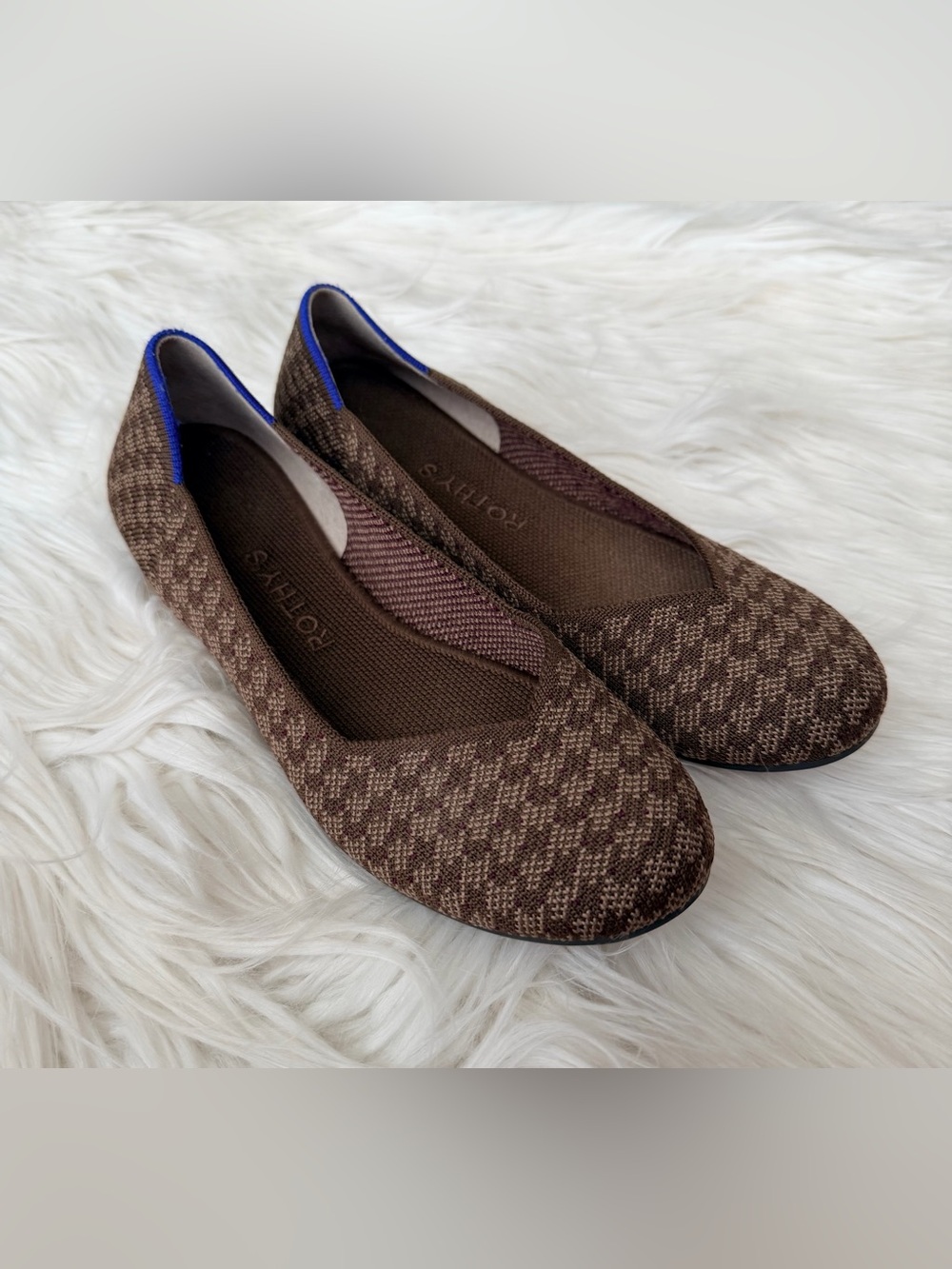 Rothy's Women’s 7 The Daily Flat Cocoa Houndstooth Ballet Flats